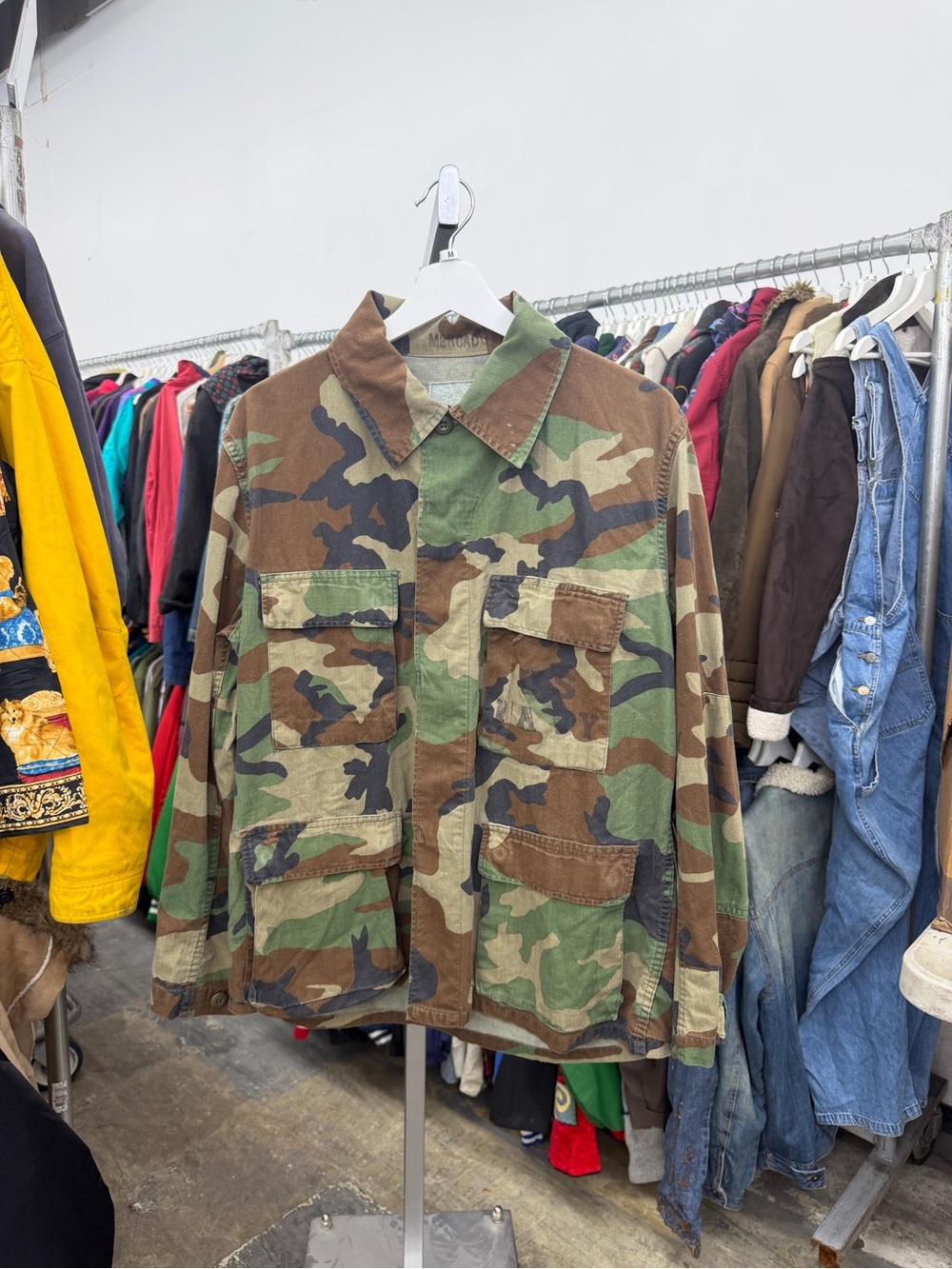 1980s US Navy M81 Woodland Camouflage BDU Multi-Pocket Button-Up Military Shirt